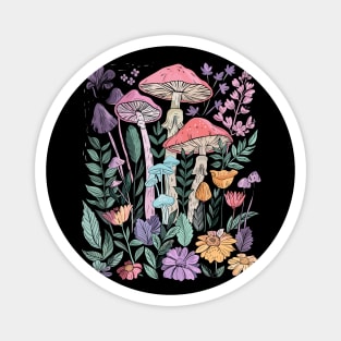 Goblincore Dark Cottagecore Cute Mushroom Purple Floral Garden Magnet